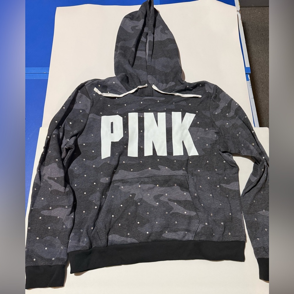 Victoria's Secret Dark Gray Hoodie with White PINK Logo
